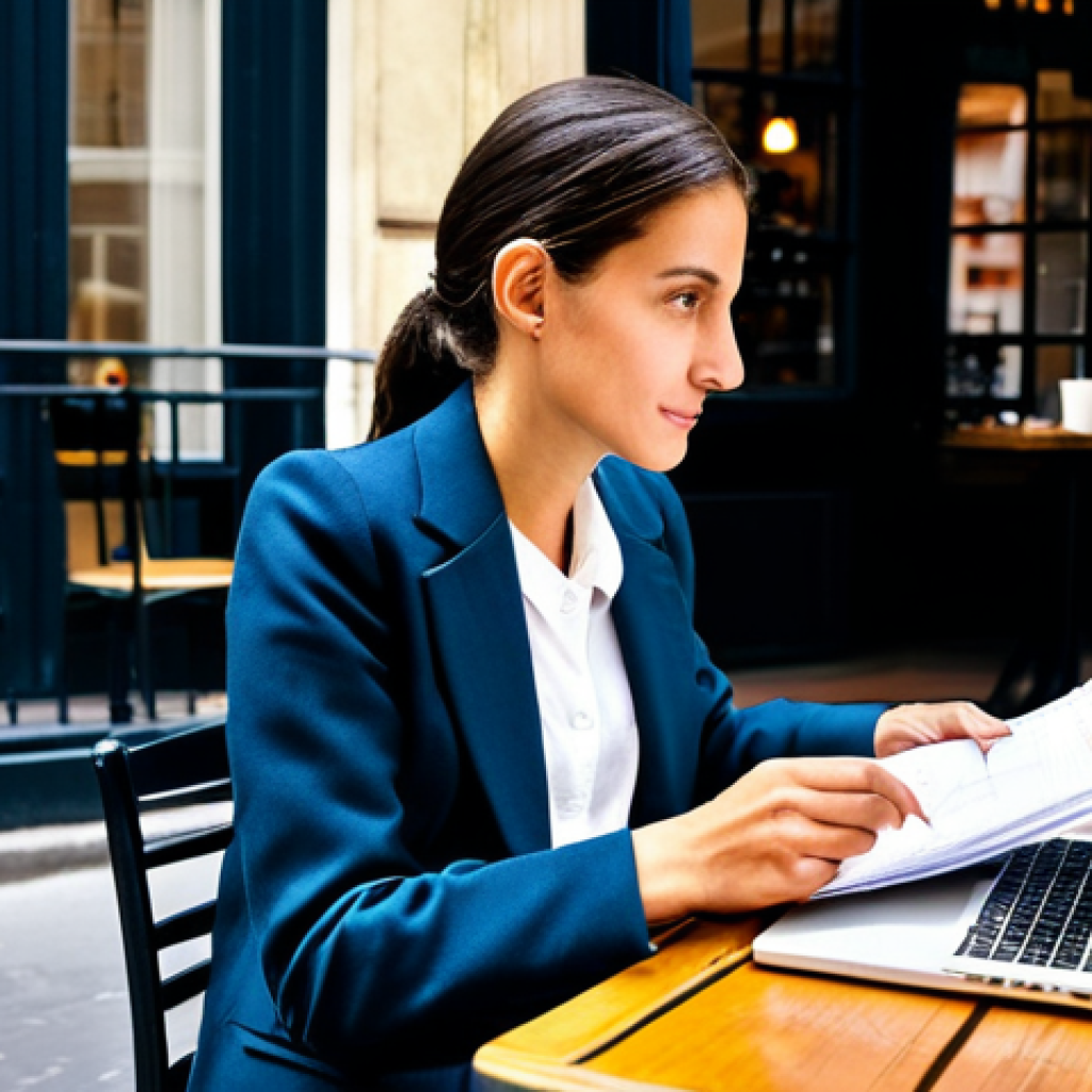 **

"A woman, fully clothed in a stylish yet modest Parisian outfit, is meticulously reviewing her budget at a chic café in Le Marais. She has a determined but relaxed expression. The café is bustling with activity, but she is focused on her financial planning. Safe for work. Appropriate content. Professional scene. Perfect anatomy, correct proportions, natural pose, well-formed hands, proper finger count, natural body proportions. High quality, professional photography, well-lit, safe for work, appropriate content, fully clothed, professional, modest, family-friendly."

**