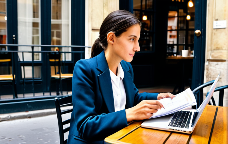 **

"A woman, fully clothed in a stylish yet modest Parisian outfit, is meticulously reviewing her budget at a chic café in Le Marais. She has a determined but relaxed expression. The café is bustling with activity, but she is focused on her financial planning. Safe for work. Appropriate content. Professional scene. Perfect anatomy, correct proportions, natural pose, well-formed hands, proper finger count, natural body proportions. High quality, professional photography, well-lit, safe for work, appropriate content, fully clothed, professional, modest, family-friendly."

**