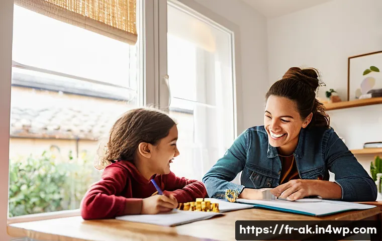 가족 재정 계획의 중요성 - **Prompt:** A cozy and brightly lit living room in a modern French home, featuring a diverse family ...