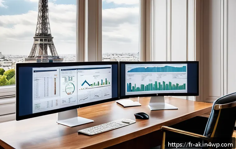 투자에 대한 오해와 진실 - A sophisticated French investor’s home office setting showing a mid-30s professional thoughtfully an...